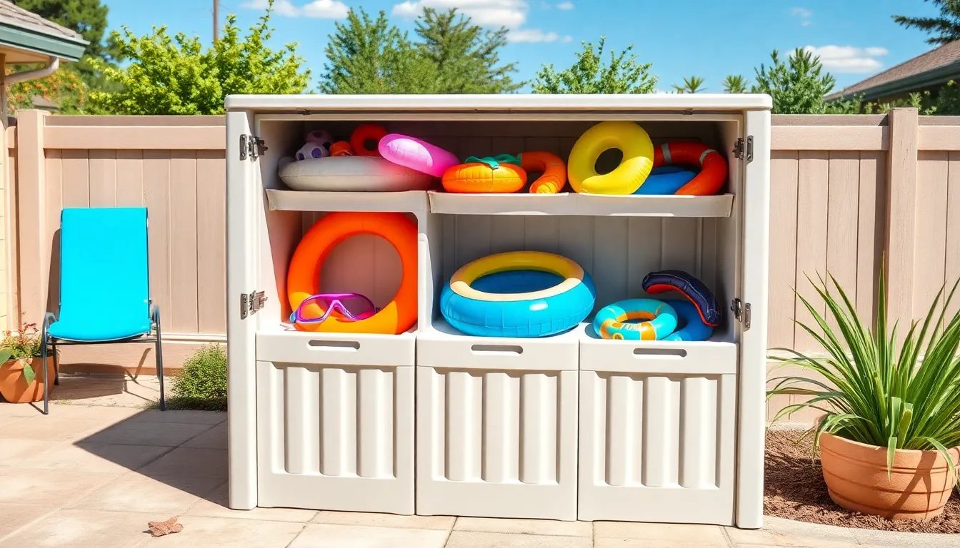25 DIY Pool Storage Ideas That'll Transform Your Cluttered Backyard (Easy & Cheap!) 4 25 DIY Pool Storage Ideas That'll Transform Your Cluttered Backyard (Easy & Cheap!) 3