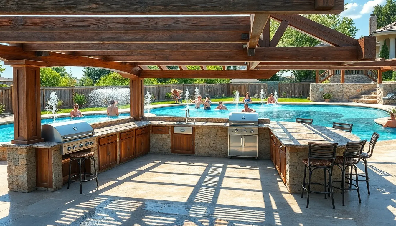 25 Pool and Outdoor Kitchen Ideas That'll Transform Your Backyard Into Paradise 4 25 Pool and Outdoor Kitchen Ideas That'll Transform Your Backyard Into Paradise 3