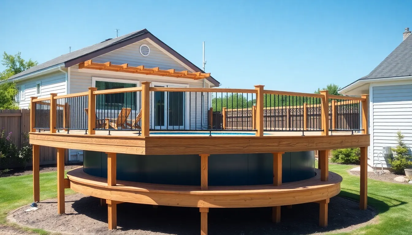 25 Stunning Above Ground Pool Deck Ideas That'll Transform Your Backyard 4 25 Stunning Above Ground Pool Deck Ideas That'll Transform Your Backyard 3