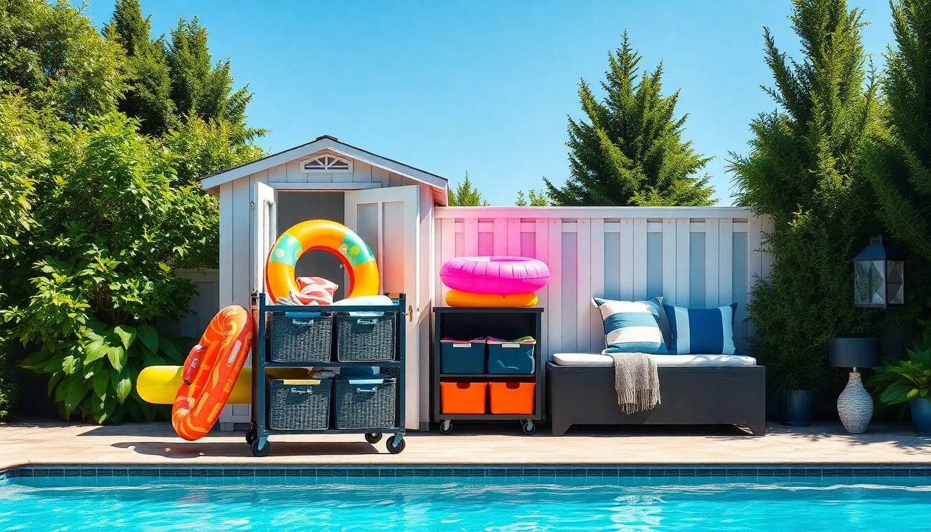 15 Clever Pool Float Storage Ideas to Keep Your Pool Area Organized 4 15 Clever Pool Float Storage Ideas to Keep Your Pool Area Organized 3