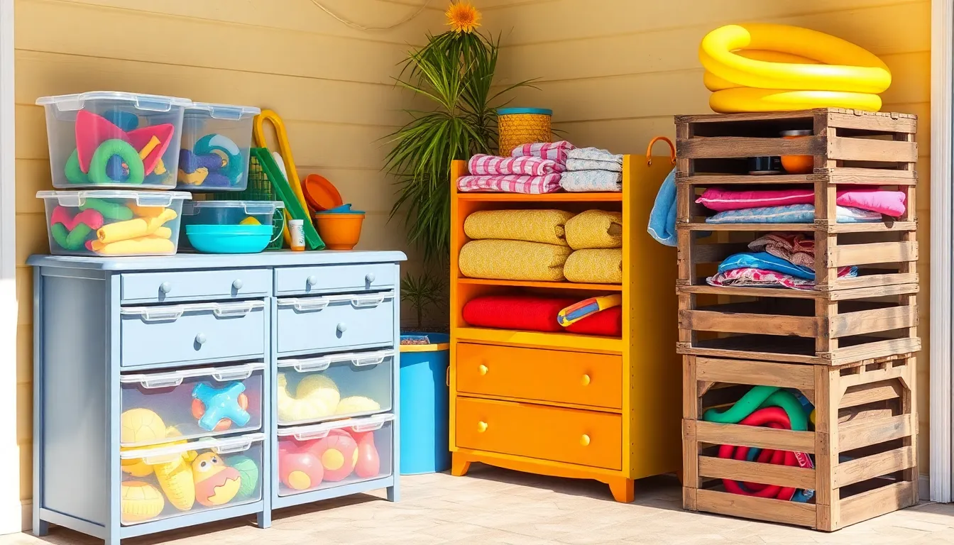25 DIY Pool Storage Ideas That'll Transform Your Cluttered Backyard (Easy & Cheap!) 6 25 DIY Pool Storage Ideas That'll Transform Your Cluttered Backyard (Easy & Cheap!) 5