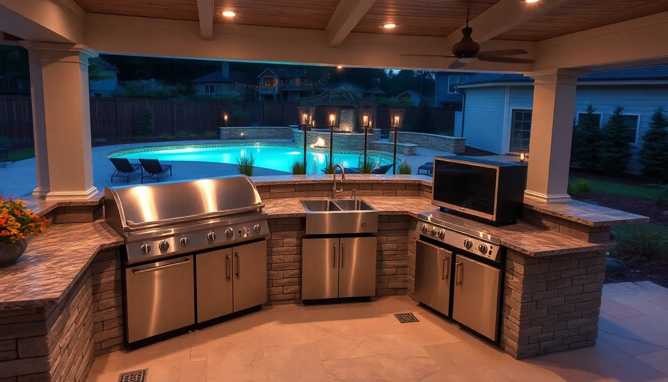 25 Pool and Outdoor Kitchen Ideas That'll Transform Your Backyard Into Paradise 6 25 Pool and Outdoor Kitchen Ideas That'll Transform Your Backyard Into Paradise 5