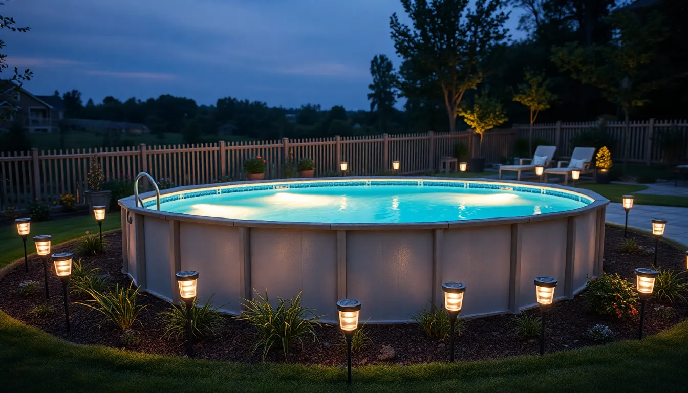 25 Above Ground Pool Lighting Ideas That Transform Your Backyard Into a Magical Oasis 8 25 Above Ground Pool Lighting Ideas That Transform Your Backyard Into a Magical Oasis 7