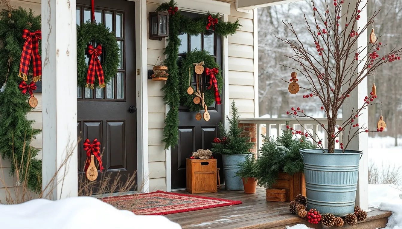 30 Rustic Front Porch Christmas Decor Ideas That'll Make Your Home the Talk of the Block 8 30 Rustic Front Porch Christmas Decor Ideas That'll Make Your Home the Talk of the Block 7