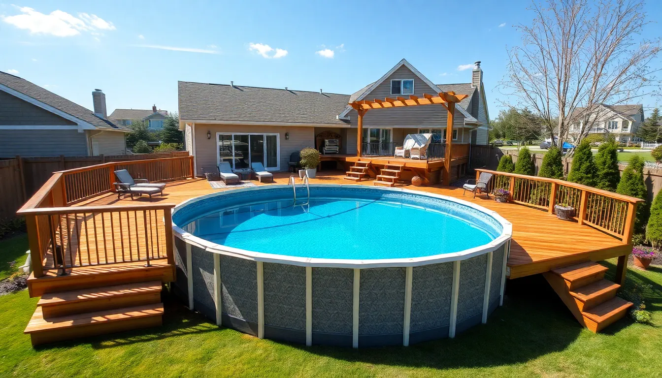 25 Stunning Above Ground Pool Deck Ideas That'll Transform Your Backyard 8 25 Stunning Above Ground Pool Deck Ideas That'll Transform Your Backyard 7