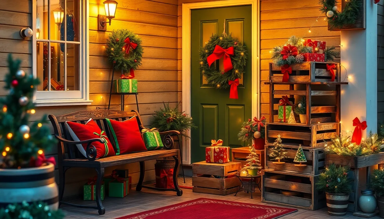 25 Small Front Porch Christmas Decor Ideas That'll Transform Your Tiny Space 8 25 Small Front Porch Christmas Decor Ideas That'll Transform Your Tiny Space 7