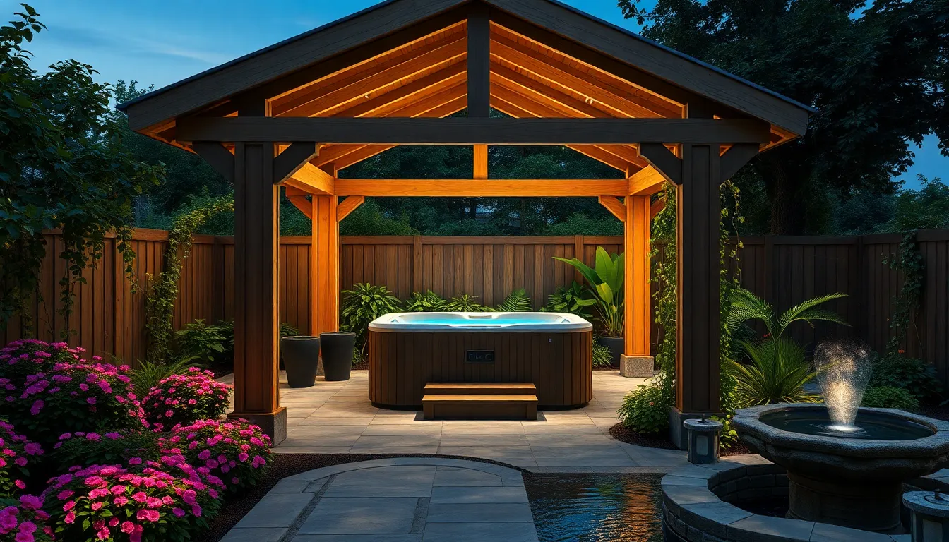 25 Stunning Hot Tub Gazebo Ideas That Will Transform Your Backyard Into a Spa Oasis 10 25 Stunning Hot Tub Gazebo Ideas That Will Transform Your Backyard Into a Spa Oasis 9