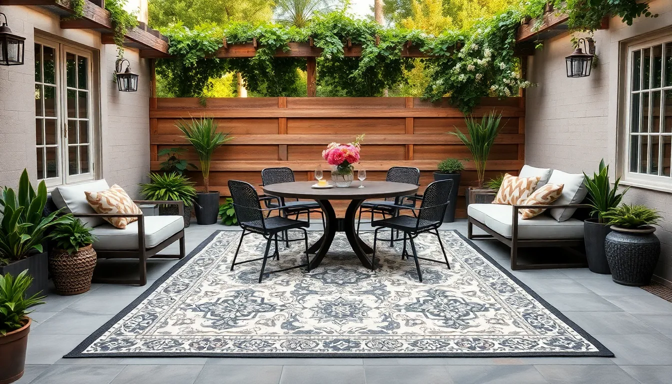 25 Outdoor Patio Rug Ideas to Transform Your Space on Any Budget 10 25 Outdoor Patio Rug Ideas to Transform Your Space on Any Budget 9
