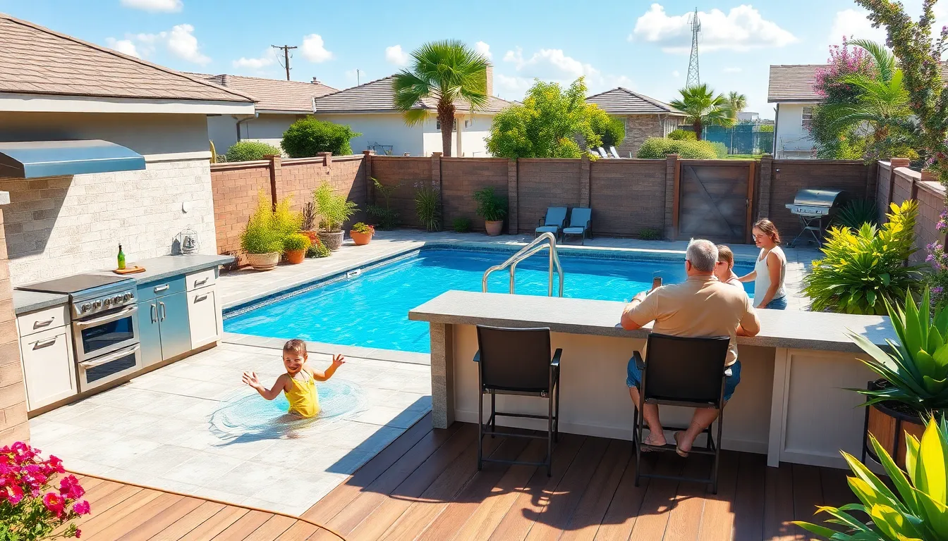 25 Pool and Outdoor Kitchen Ideas That'll Transform Your Backyard Into Paradise 10 25 Pool and Outdoor Kitchen Ideas That'll Transform Your Backyard Into Paradise 9