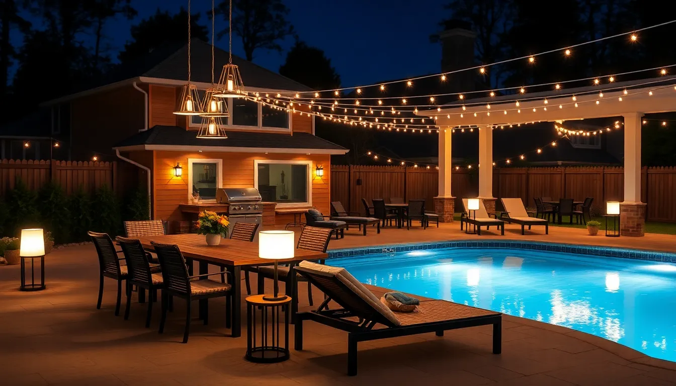 25 Stunning Pool Deck Lighting Ideas to Transform Your Backyard Oasis 10 25 Stunning Pool Deck Lighting Ideas to Transform Your Backyard Oasis 9