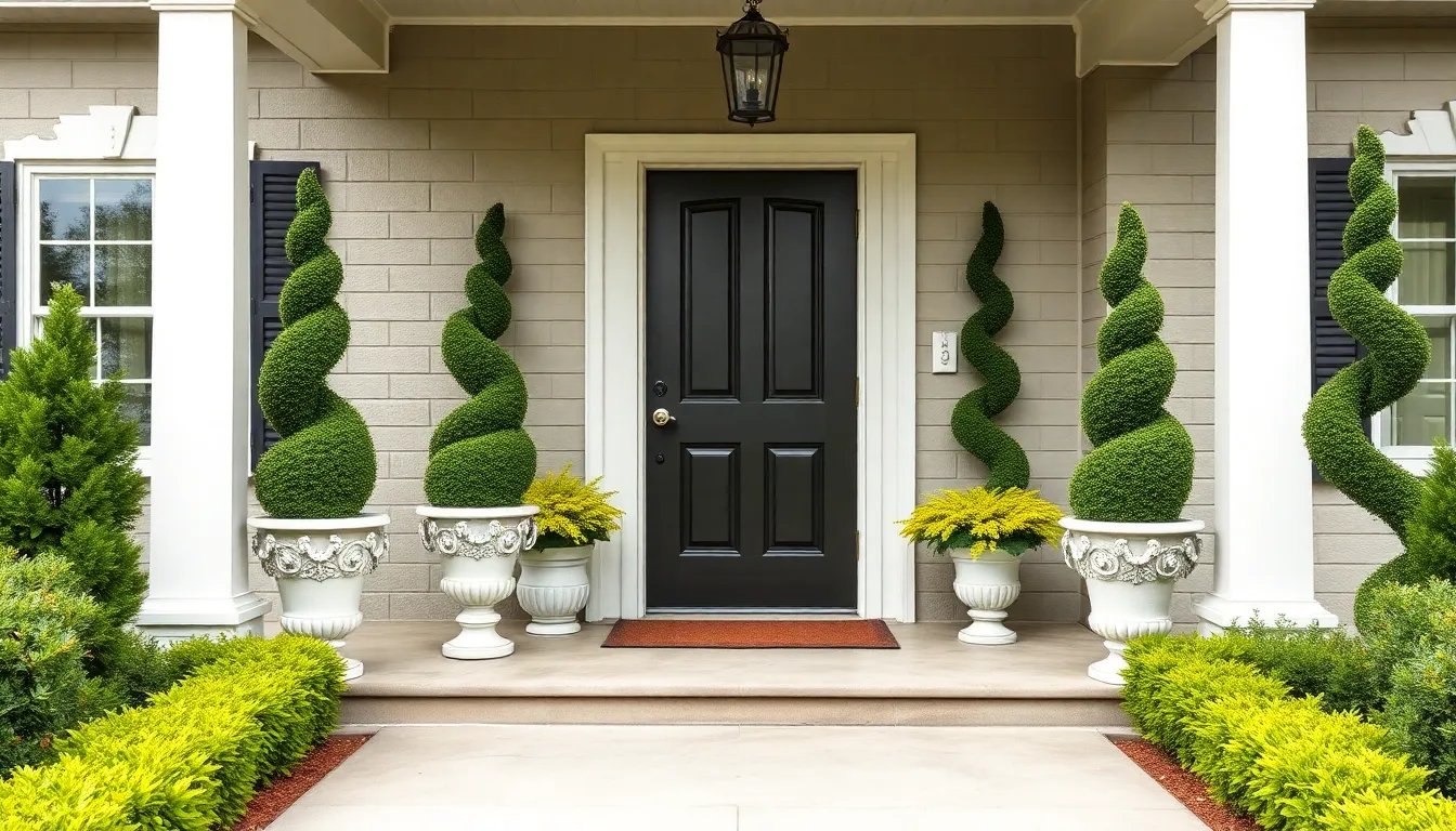 25 Stunning Front Porch Topiary Ideas to Transform Your Home's Curb Appeal 12 25 Stunning Front Porch Topiary Ideas to Transform Your Home's Curb Appeal 11