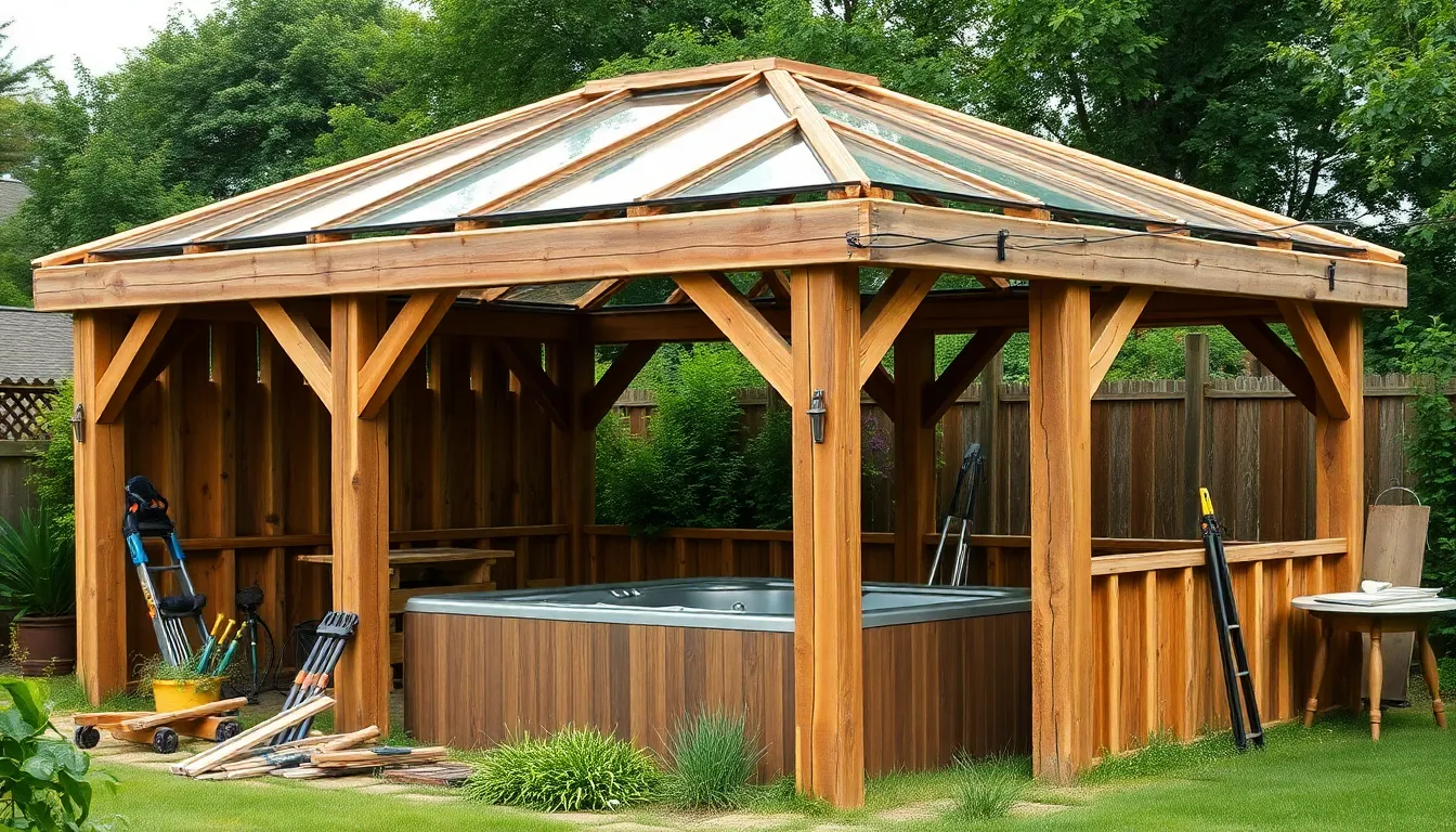 25 Stunning Hot Tub Gazebo Ideas That Will Transform Your Backyard Into a Spa Oasis 12 25 Stunning Hot Tub Gazebo Ideas That Will Transform Your Backyard Into a Spa Oasis 11