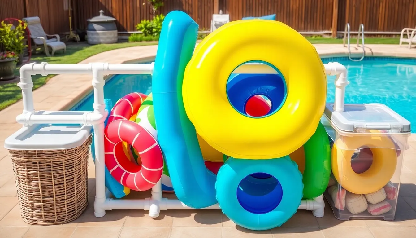 15 Clever Pool Float Storage Ideas to Keep Your Pool Area Organized 12 15 Clever Pool Float Storage Ideas to Keep Your Pool Area Organized 11