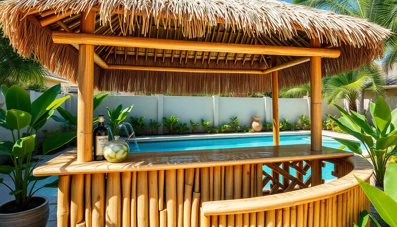 25 Pool Tiki Bar Ideas to Transform Your Backyard Into a Tropical Paradise 12 25 Pool Tiki Bar Ideas to Transform Your Backyard Into a Tropical Paradise 11