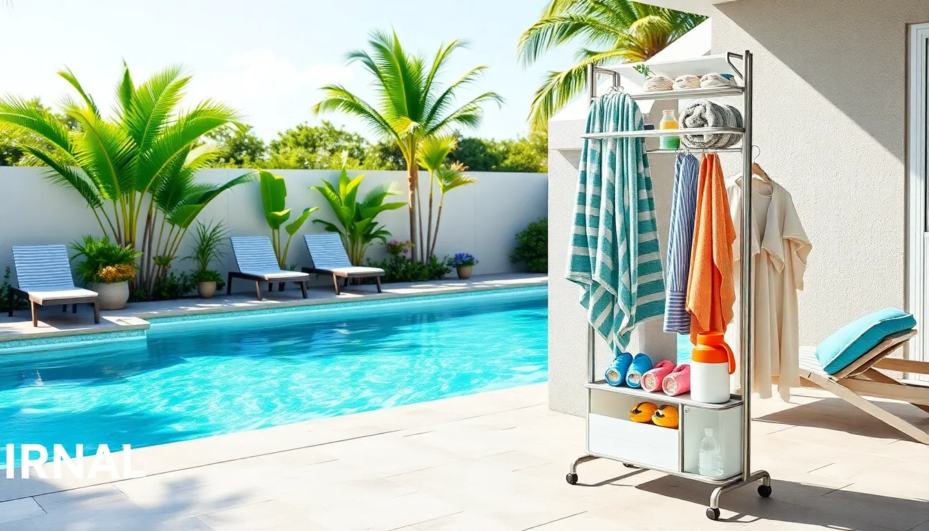 25 Creative Pool Towel Rack Ideas to Transform Your Poolside Space 12 25 Creative Pool Towel Rack Ideas to Transform Your Poolside Space 11