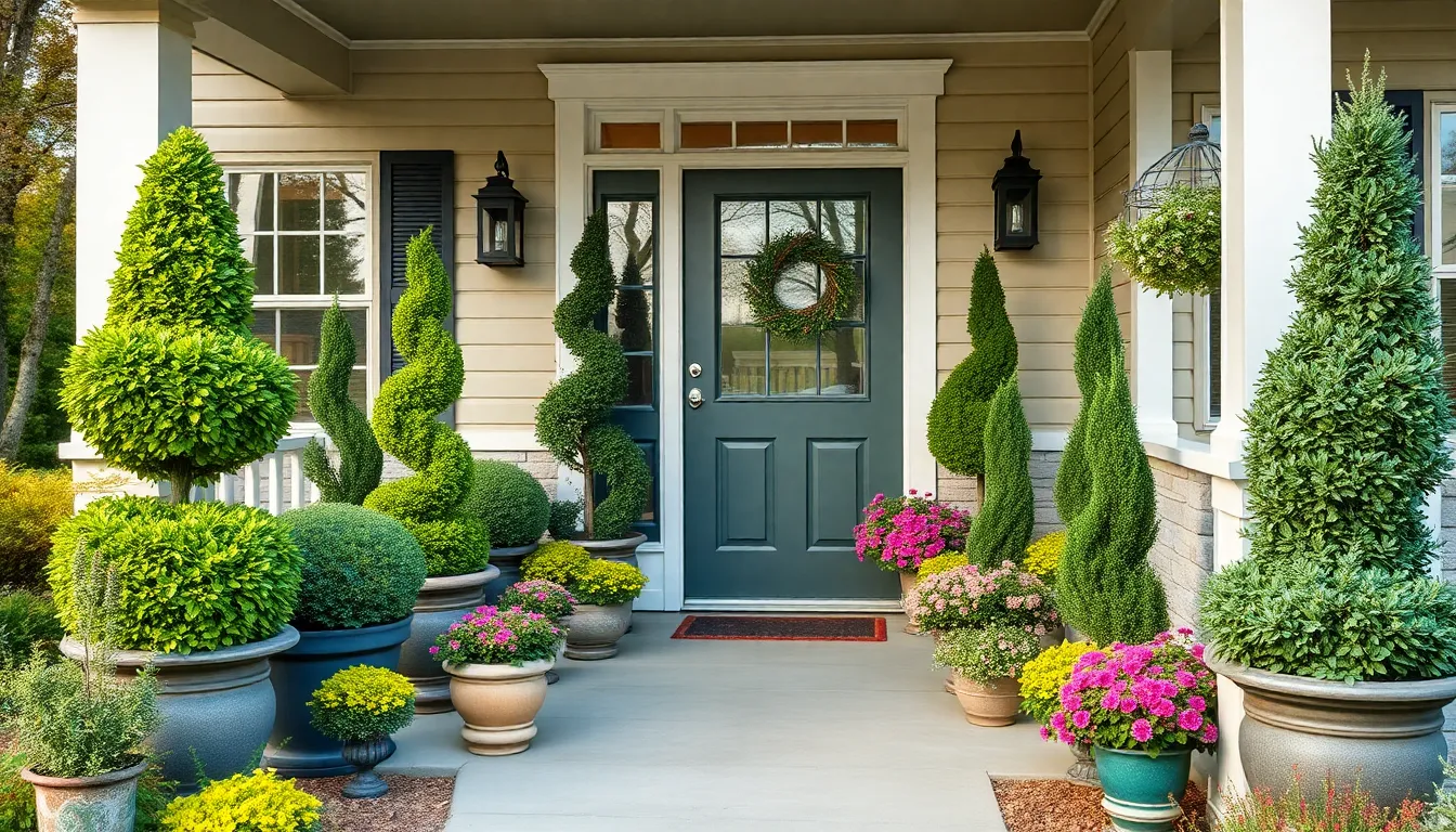 25 Stunning Front Porch Topiary Ideas to Transform Your Home's Curb Appeal 14 25 Stunning Front Porch Topiary Ideas to Transform Your Home's Curb Appeal 13