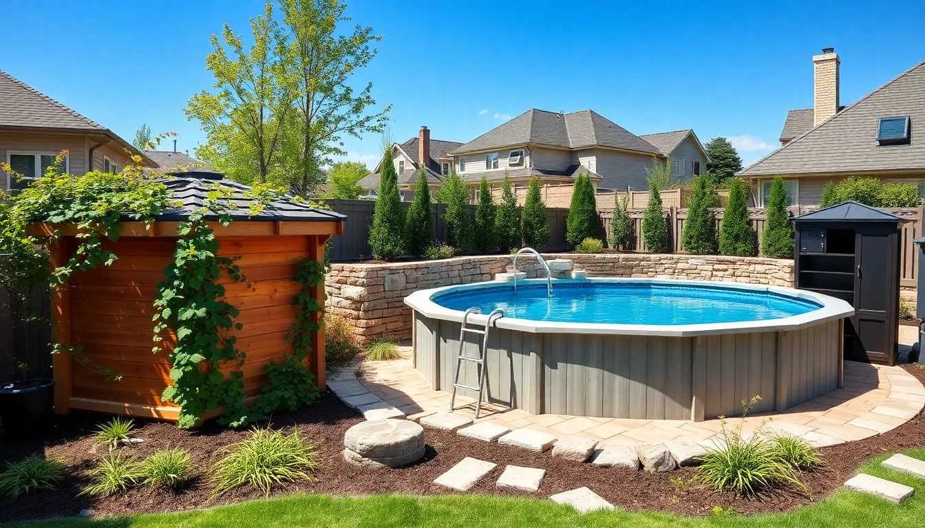 27 Above Ground Pool Landscape Ideas That Transform Your Backyard Into a Resort 16 27 Above Ground Pool Landscape Ideas That Transform Your Backyard Into a Resort 15