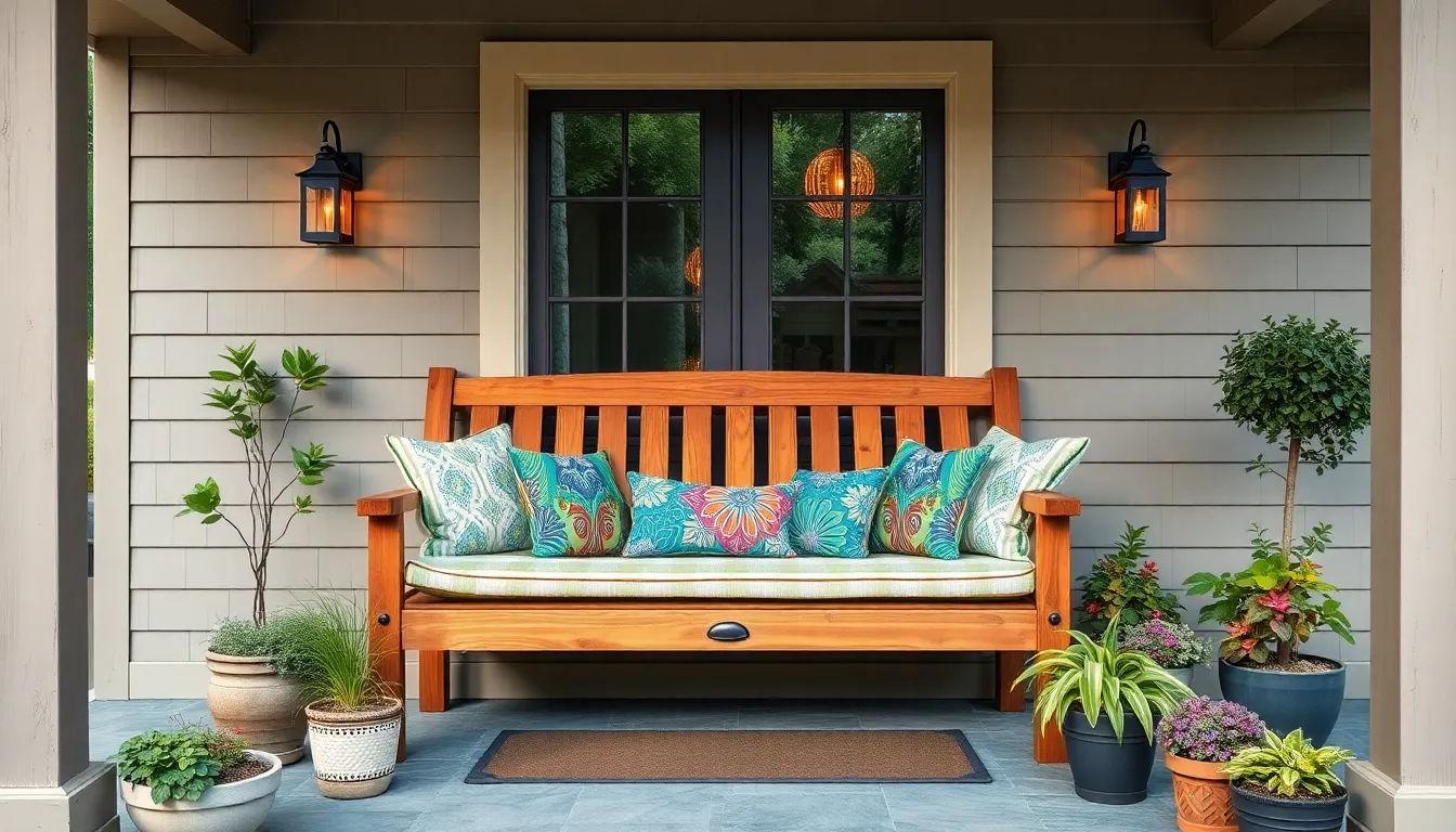 25 Stunning Front Porch Bench Ideas to Transform Your Home's Entrance 16 25 Stunning Front Porch Bench Ideas to Transform Your Home's Entrance 15