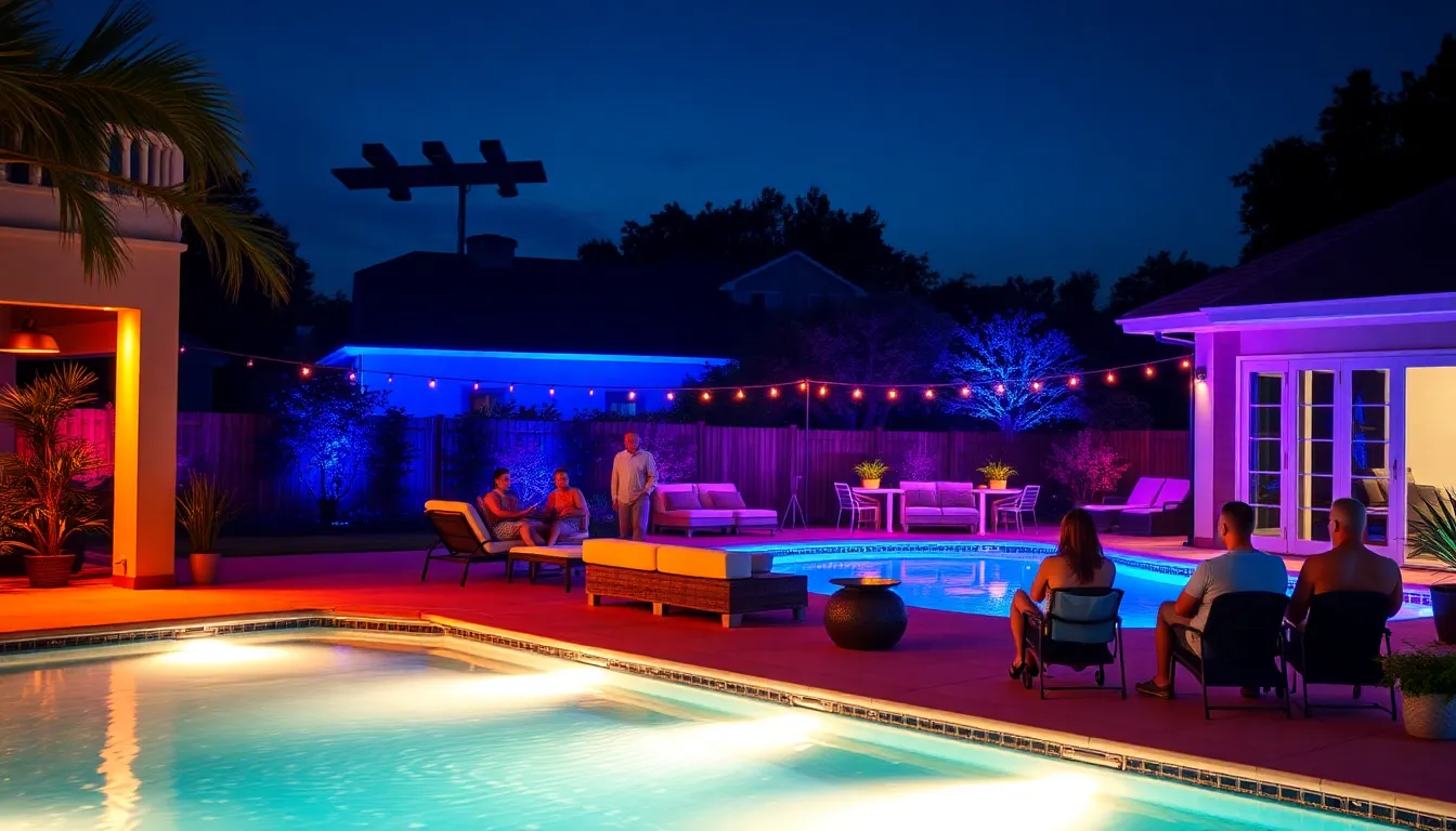 25 Stunning Pool Deck Lighting Ideas to Transform Your Backyard Oasis 16 25 Stunning Pool Deck Lighting Ideas to Transform Your Backyard Oasis 15