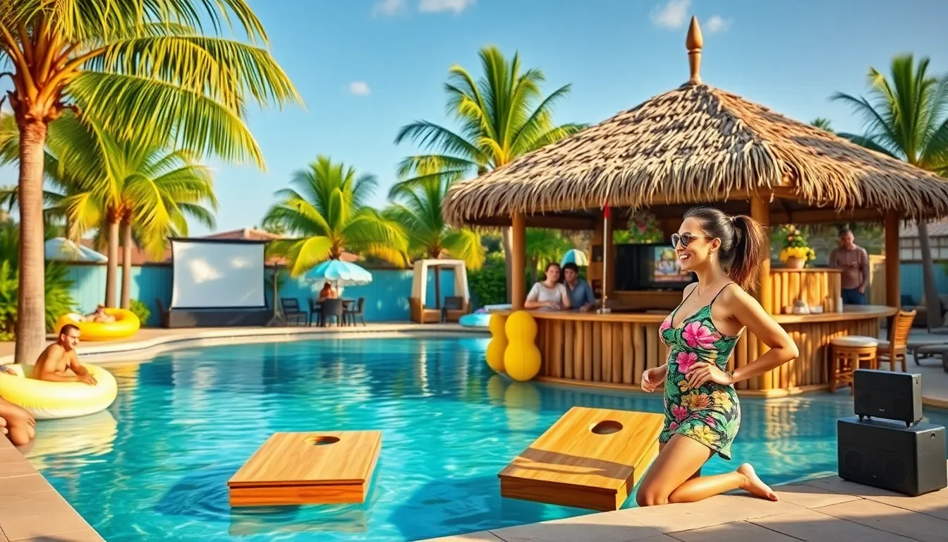 25 Pool Tiki Bar Ideas to Transform Your Backyard Into a Tropical Paradise 16 25 Pool Tiki Bar Ideas to Transform Your Backyard Into a Tropical Paradise 15
