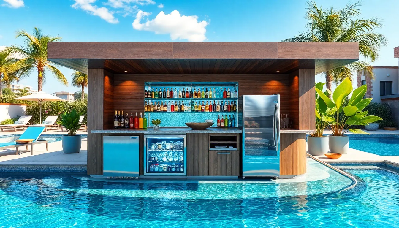 20 Stunning Swim Up Pool Bar Ideas to Transform Your Backyard Oasis 15