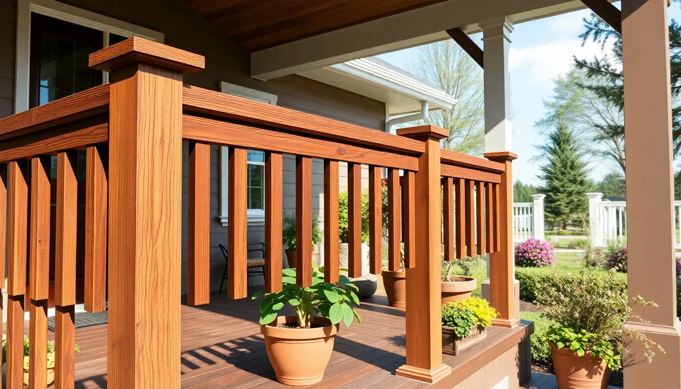 25 Stunning Wood Porch Railing Ideas to Transform Your Home's Curb Appeal 16 25 Stunning Wood Porch Railing Ideas to Transform Your Home's Curb Appeal 15