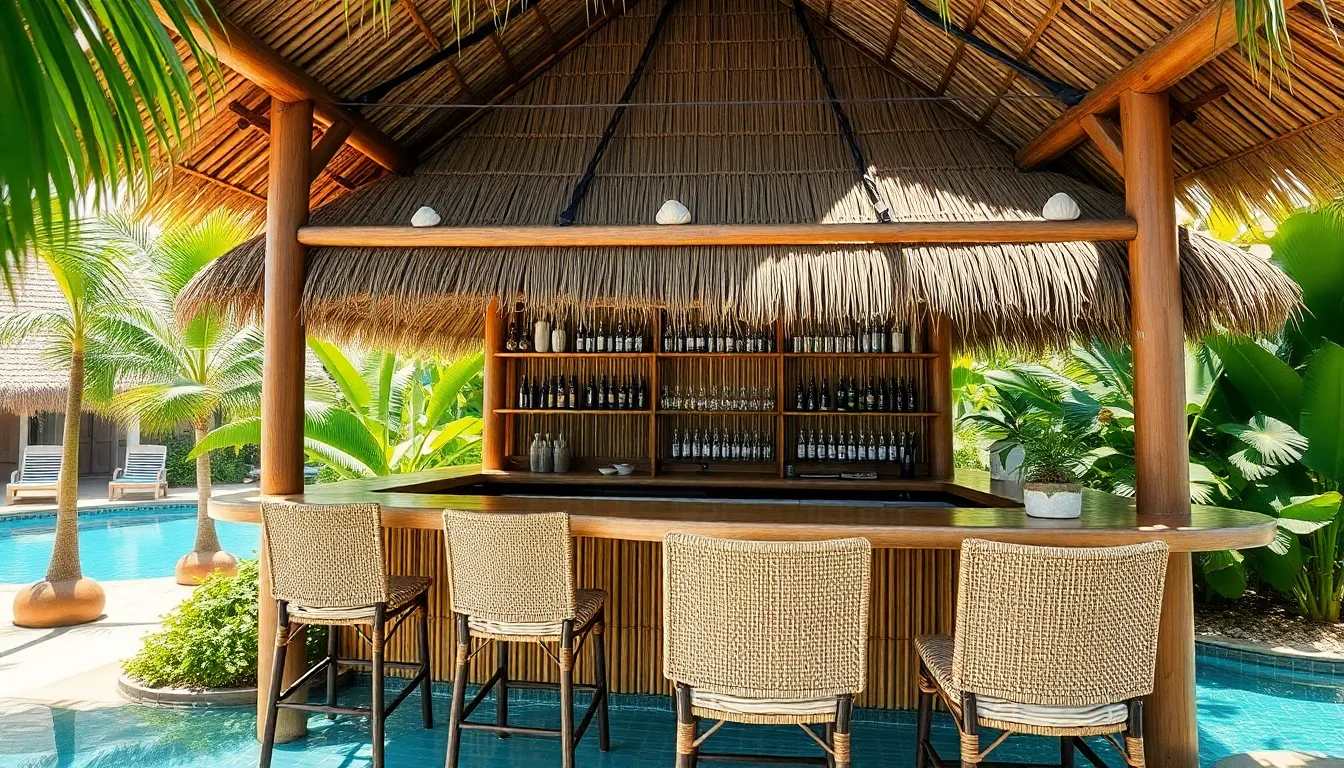 25 Pool Tiki Bar Ideas to Transform Your Backyard Into a Tropical Paradise 2 25 Pool Tiki Bar Ideas to Transform Your Backyard Into a Tropical Paradise 1