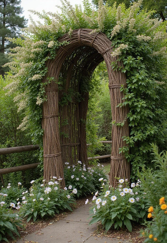 10 Backyard Garden Fence Ideas for Structure and Security - 2. Woven Willow Fencing