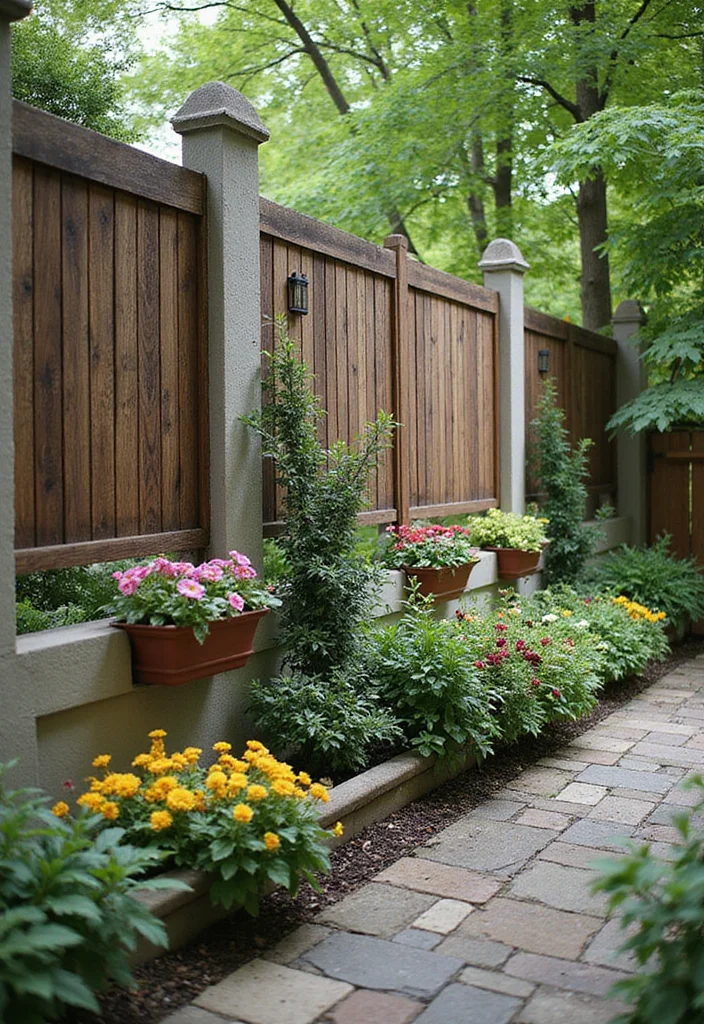 10 Backyard Garden Fence Ideas for Structure and Security - 9. Privacy Panels with Planters