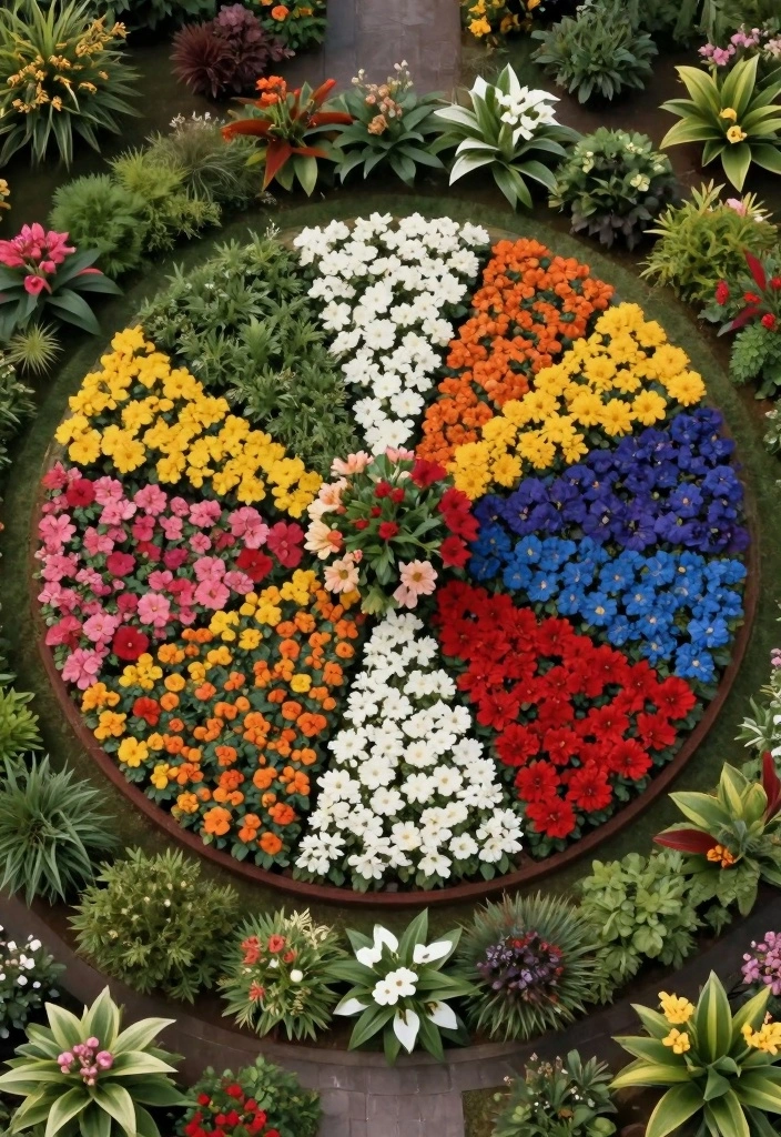 10 Circular Flower Bed Ideas That Stand Out Beautifully 1 10 Circular Flower Bed Ideas That Stand Out Beautifully - 1. Vibrant Color Wheels