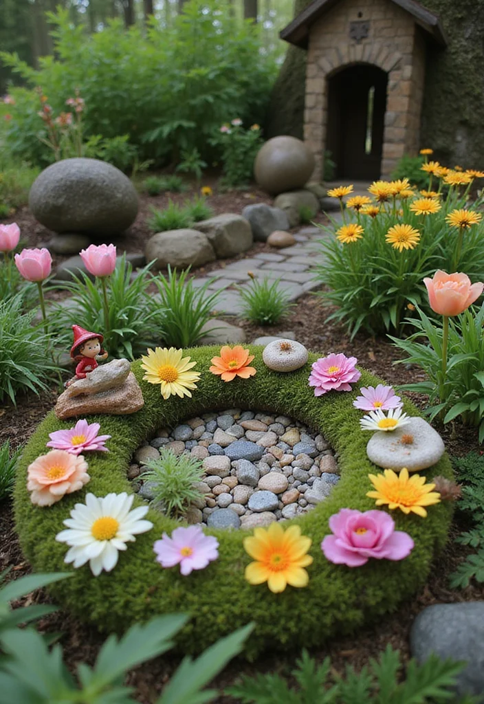 10 Circular Flower Bed Ideas That Stand Out Beautifully 45 10 Circular Flower Bed Ideas That Stand Out Beautifully - 5. Whimsical Fairy Circles