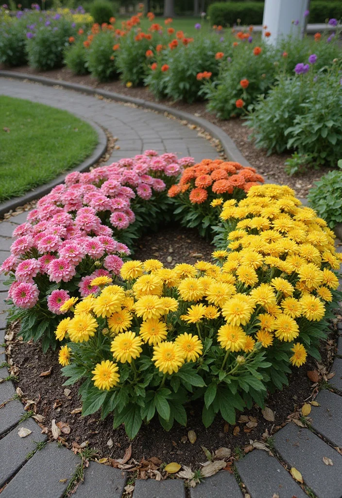 10 Circular Flower Bed Ideas That Stand Out Beautifully 56 10 Circular Flower Bed Ideas That Stand Out Beautifully - 6. Seasonal Circular Displays