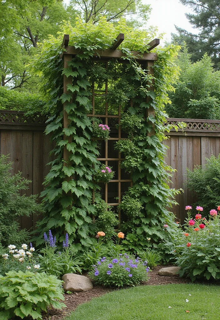 10 DIY Garden Fence Ideas Simple Enough for Beginners 12 10 DIY Garden Fence Ideas Simple Enough for Beginners - 2. Vertical Garden Trellis
