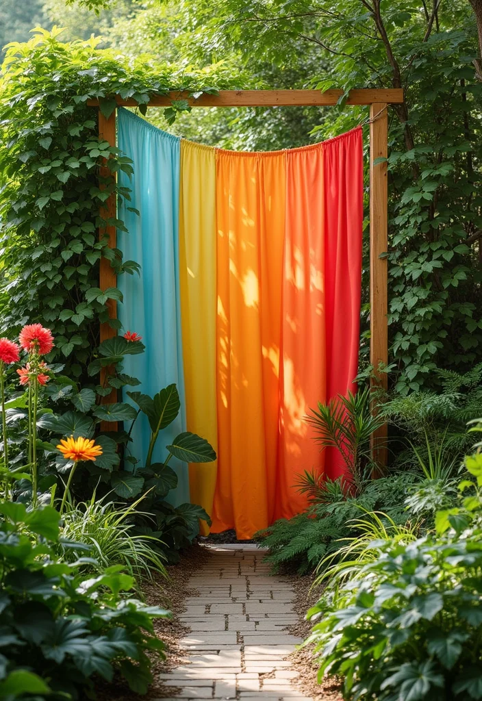 10 DIY Garden Fence Ideas Simple Enough for Beginners 45 10 DIY Garden Fence Ideas Simple Enough for Beginners - 5. Fabric Privacy Screen