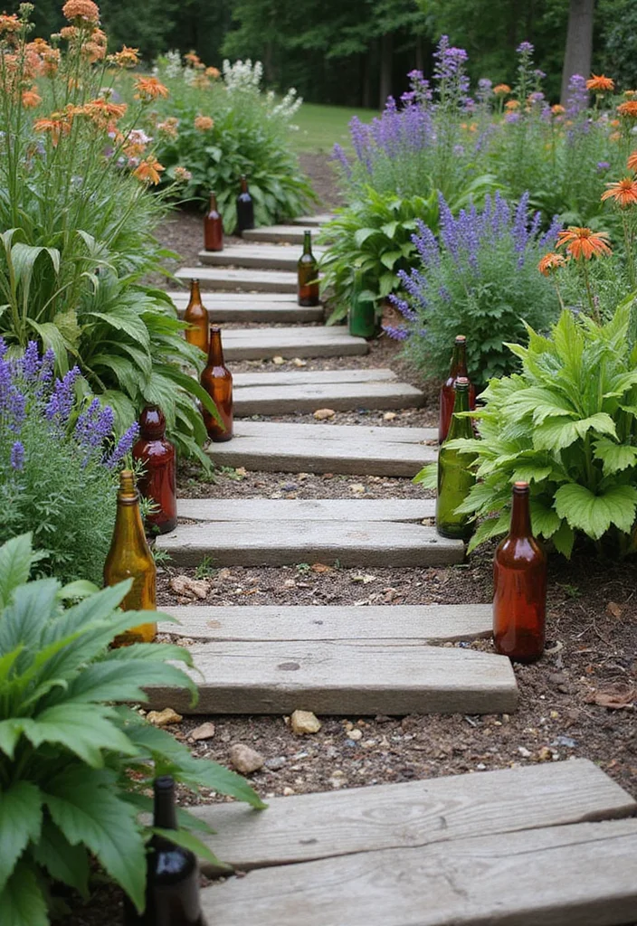 10 Fence Edging Ideas to Define Pathways and Beds - 5. Recycled Materials