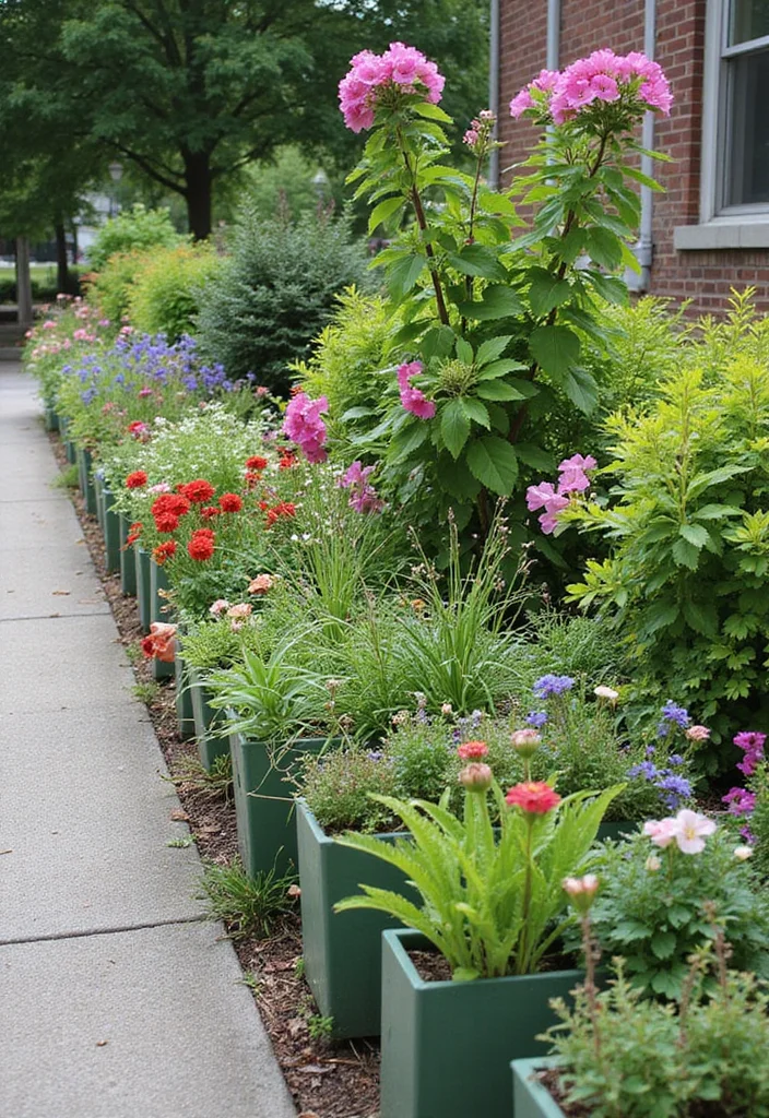 10 Fence Edging Ideas to Define Pathways and Beds - 9. Elevated Edging with Planters