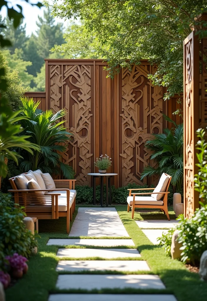 10 Fence Screening Ideas for Shade Privacy and Texture 89 10 Fence Screening Ideas for Shade Privacy and Texture - 9. Decorative Wooden Screens