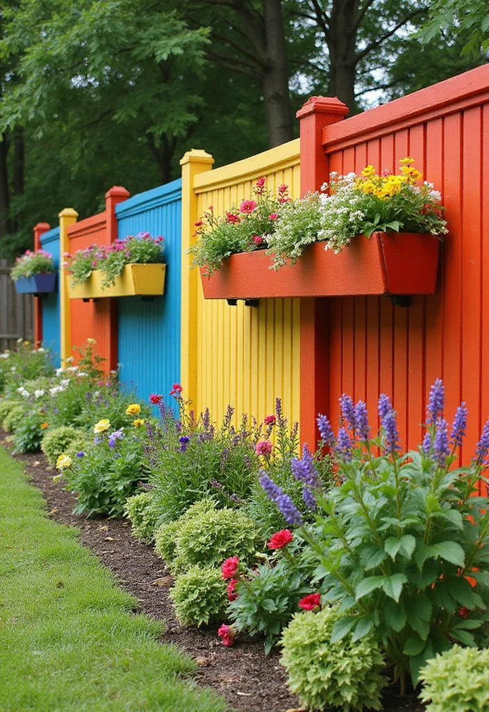 10 Flower Garden Fence Ideas That Add Charm and Height 56 10 Flower Garden Fence Ideas That Add Charm and Height - 6. Colorful Vinyl Fencing
