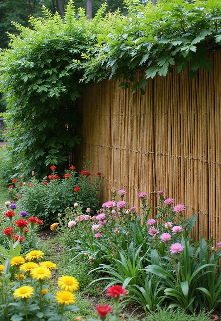 10 Flower Garden Fence Ideas That Add Charm and Height 78 10 Flower Garden Fence Ideas That Add Charm and Height - 8. Bamboo Privacy Fencing