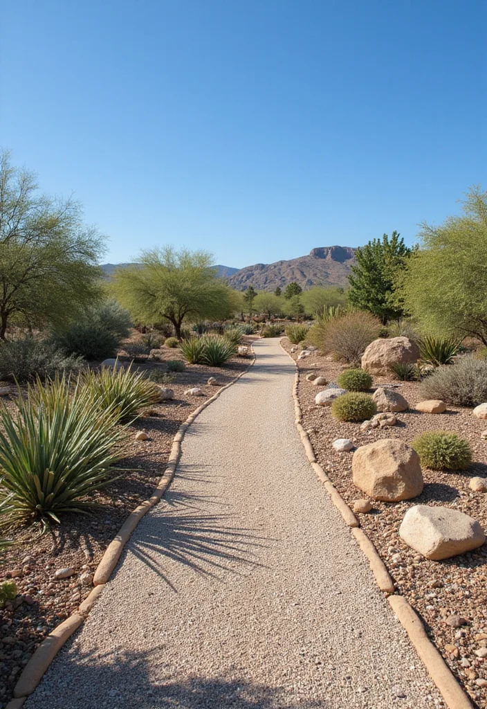 10 Front Yard Desert Landscaping Ideas With Drought Smart Style 12 10 Front Yard Desert Landscaping Ideas With Drought Smart Style - 2. Gravel Pathways