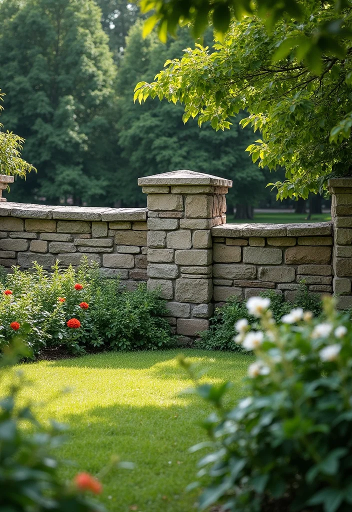 10 Garden Fence Ideas That Blend Function and Style 78 10 Garden Fence Ideas That Blend Function and Style - 8. Stone or Brick Fences