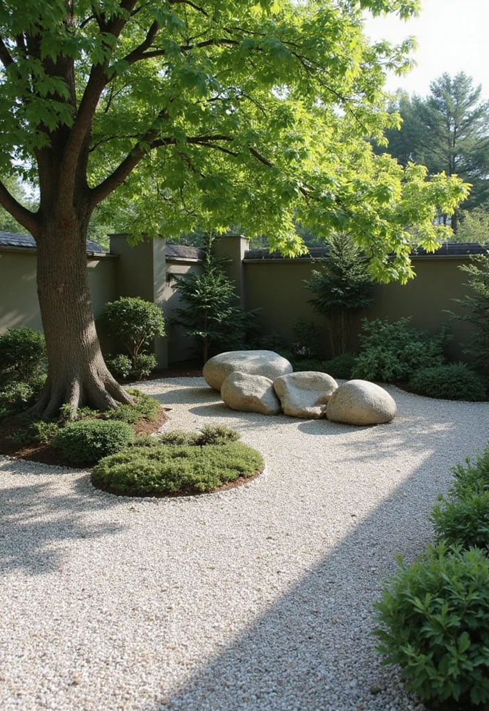 10 Landscape Ideas Around a Tree for a Clean and Polished Look 56 10 Landscape Ideas Around a Tree for a Clean and Polished Look - 6. Create a Zen Garden