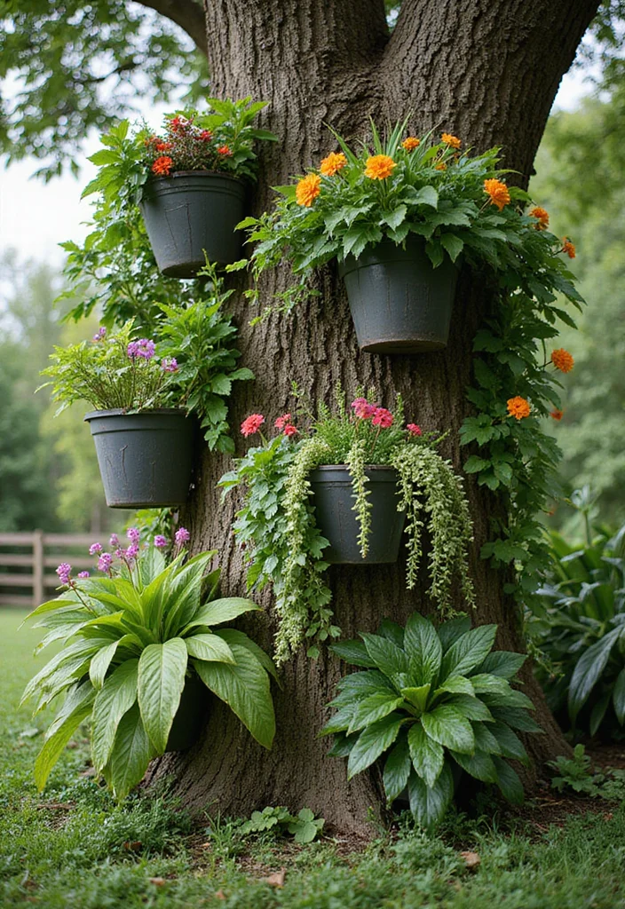 10 Landscape Ideas Around a Tree for a Clean and Polished Look 67 10 Landscape Ideas Around a Tree for a Clean and Polished Look - 7. Utilize Vertical Gardening
