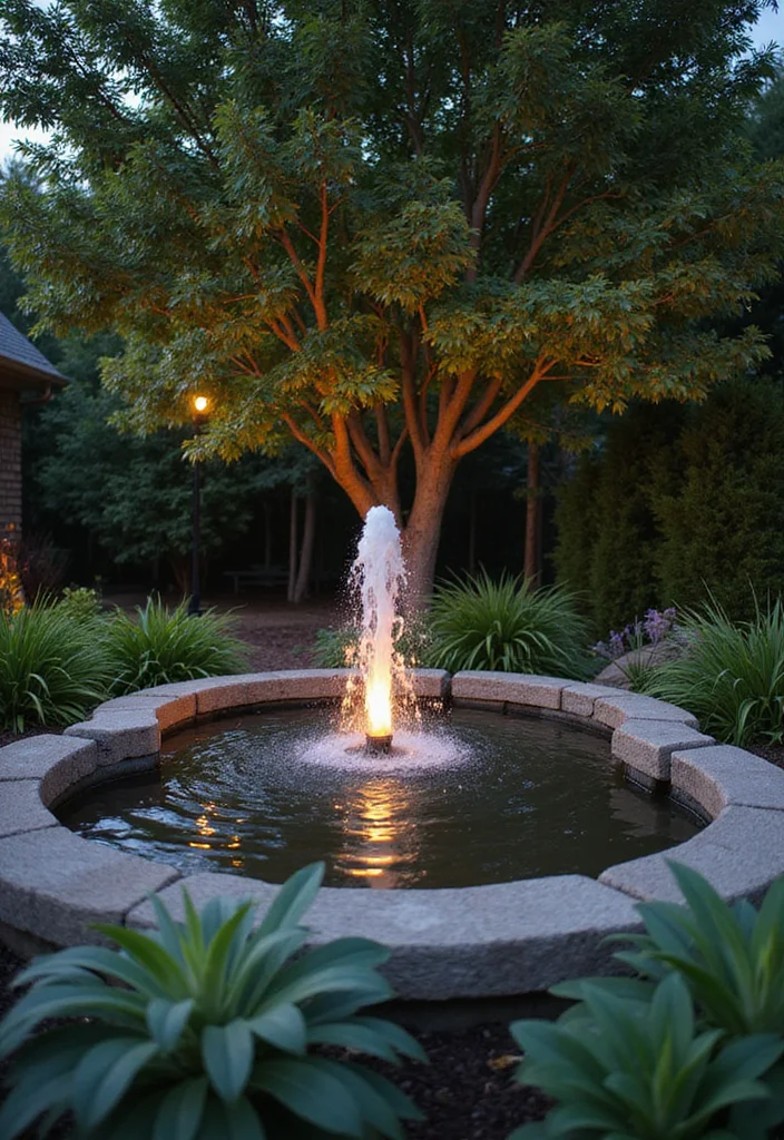10 Landscape Ideas Around a Tree for a Clean and Polished Look 78 10 Landscape Ideas Around a Tree for a Clean and Polished Look - 8. Implement a Water Feature