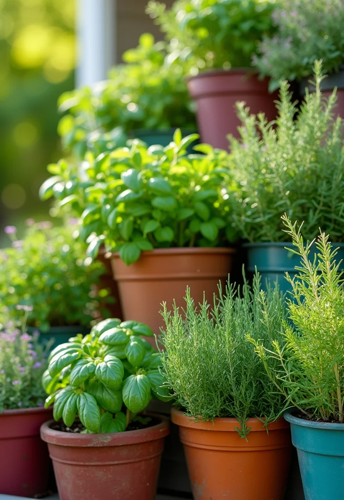 10 Planter Ideas for Full Sun With Vibrant Long Lasting Color 12 10 Planter Ideas for Full Sun With Vibrant Long Lasting Color - 2. Classic Herb Garden in Containers