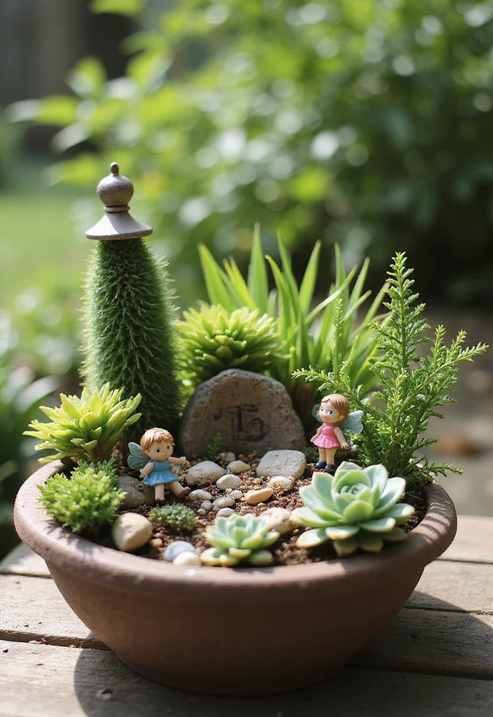 10 Planter Ideas for Full Sun With Vibrant Long Lasting Color 34 10 Planter Ideas for Full Sun With Vibrant Long Lasting Color - 4. Whimsical Fairy Garden