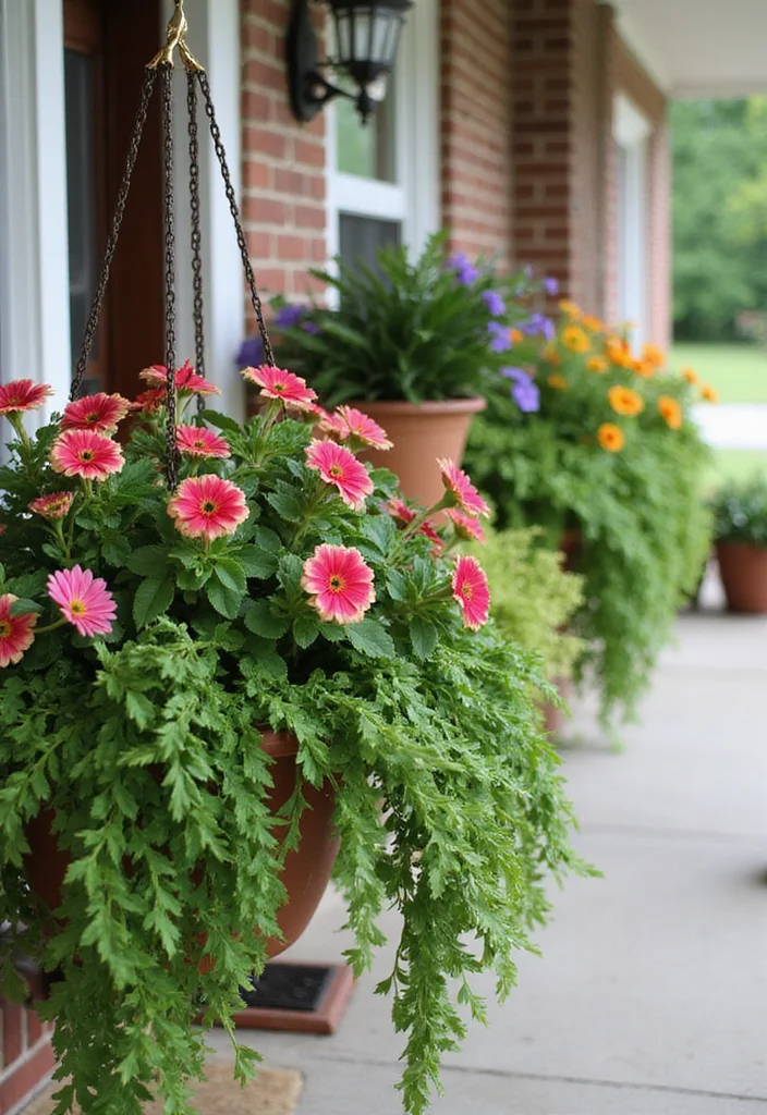 10 Small Front Lawn Landscape Ideas Perfect for Tight Budgets - 2. Hanging Planters