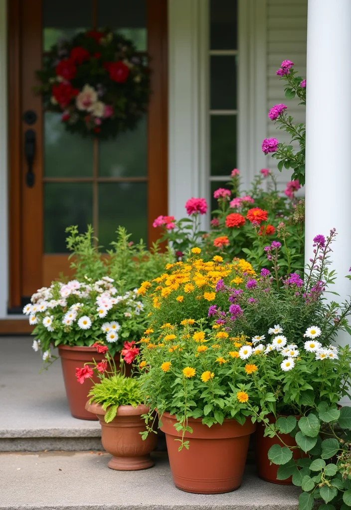 10 Small Front Lawn Landscape Ideas Perfect for Tight Budgets - 7. Colorful Container Gardens