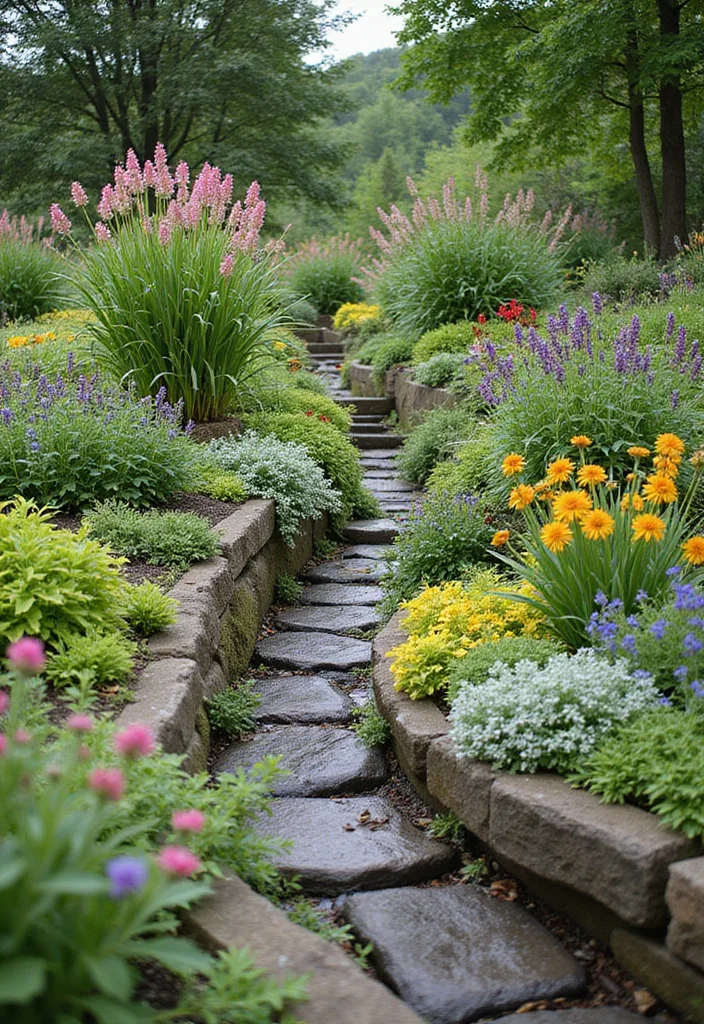 10 Smart Slope Landscape Ideas for an Easy and Attractive Yard - 7. Rain Gardens