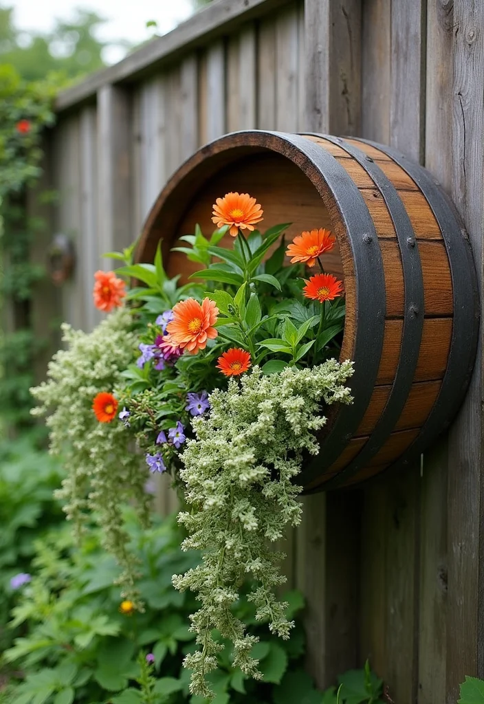 10 Whiskey Barrel Planter Ideas for Rustic Outdoor Charm 56 10 Whiskey Barrel Planter Ideas for Rustic Outdoor Charm - 6. Vertical Planter Garden